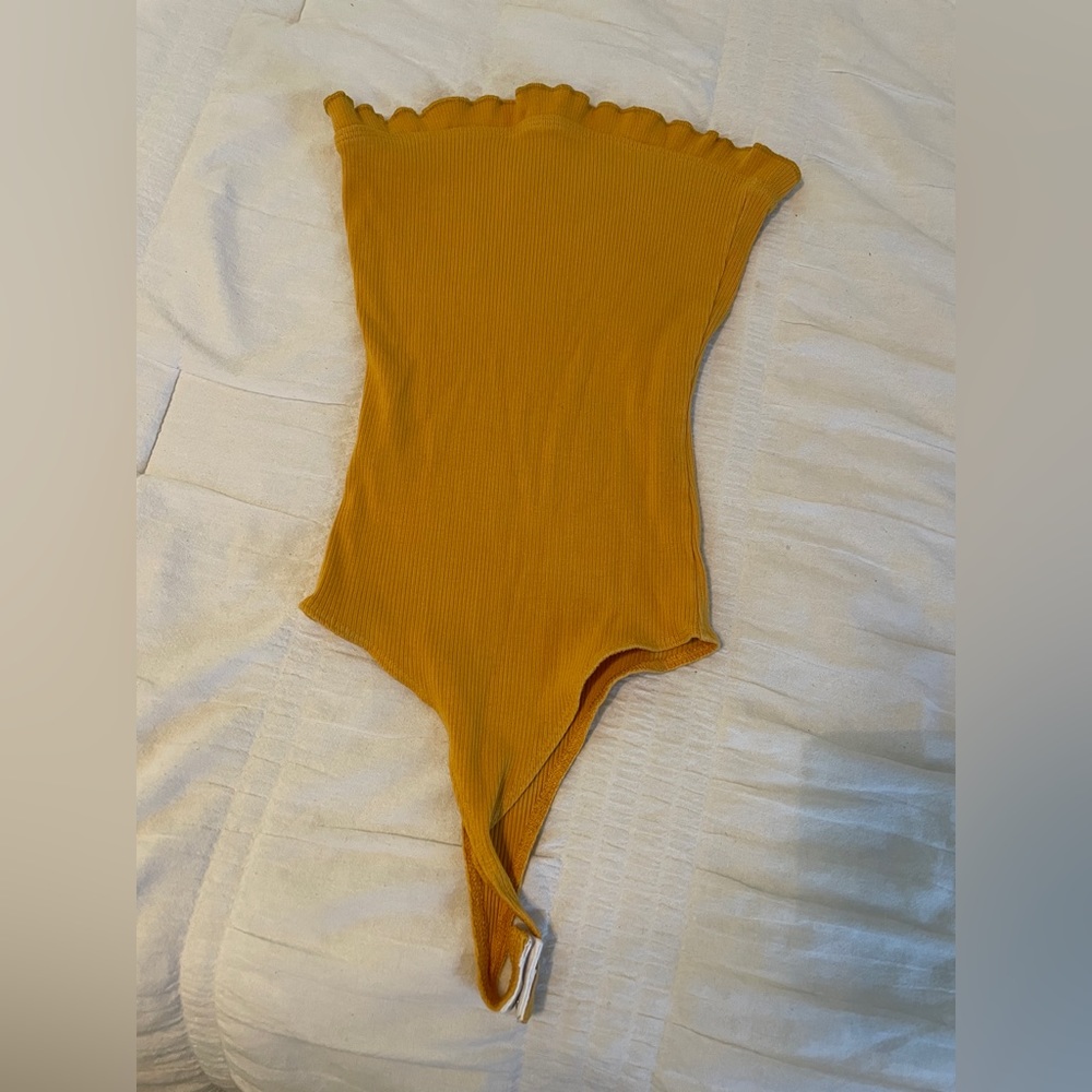 Yellow Strapless Bodysuit